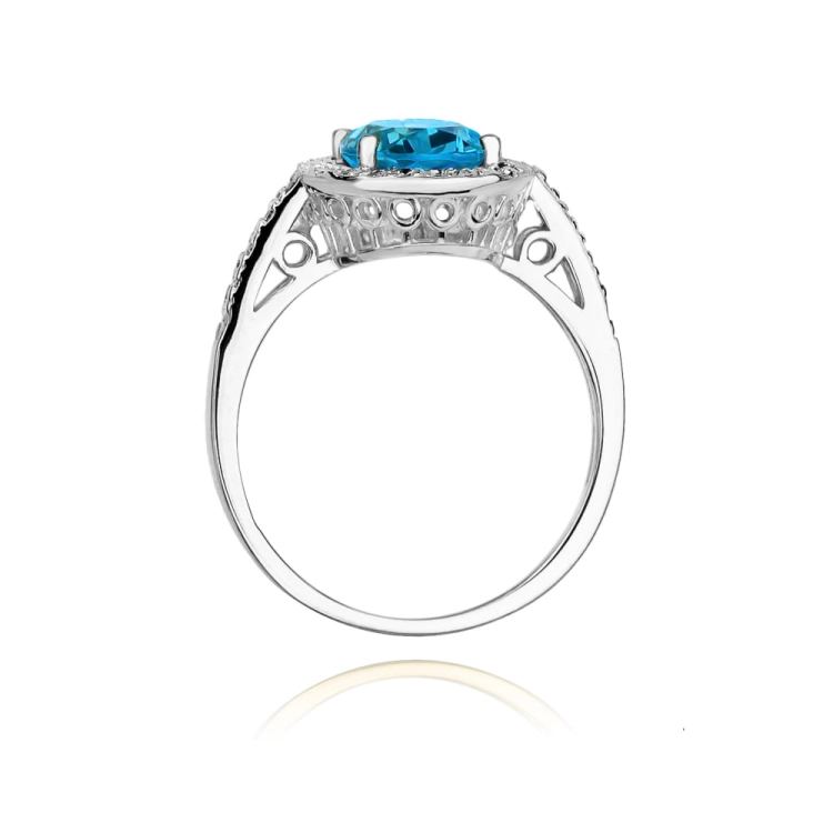 Pierścionek zaręczynowy z białego złota z topazem i diamentami 0,16ct Fire Of Love