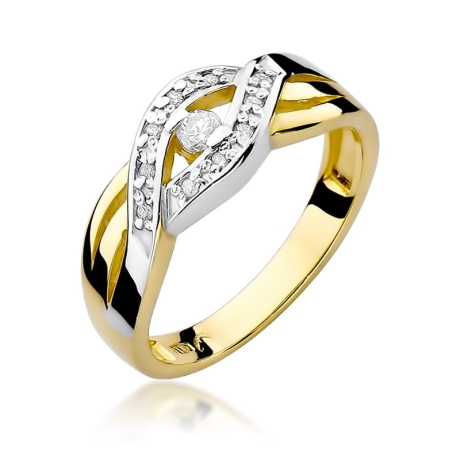 Przejdź do produktu Pierścionek zaręczynowy z żółtego złota z diamentami 0,10ct Fire Of Love 