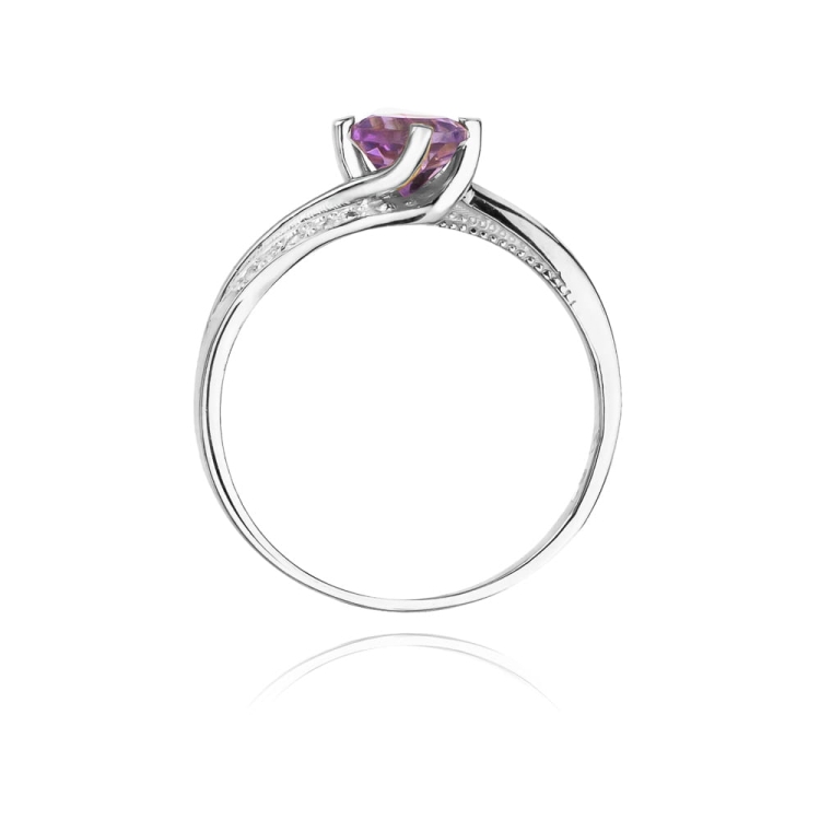 Pierścionek zaręczynowy z białego złota z ametystem i brylantami 0,05ct Fire Of Love