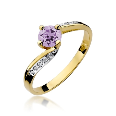 Przejdź do produktu Pierścionek zaręczynowy z żółtego złota z tanzanitem i diamentami 0,05ct Fire Of Love 