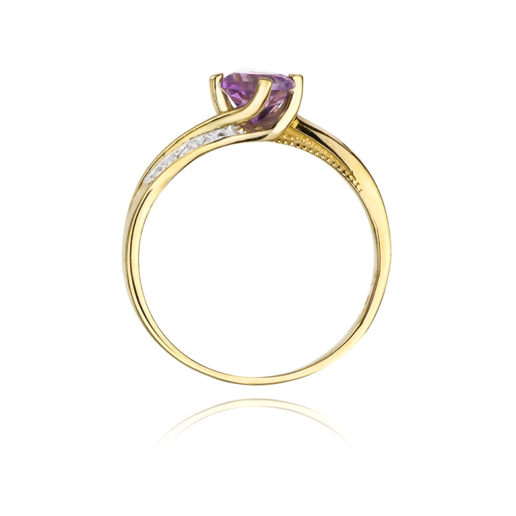 Pierścionek zaręczynowy z żółtego złota z tanzanitem i diamentami 0,05ct Fire Of Love