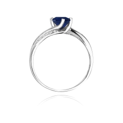 Pierścionek zaręczynowy z białego złota z szafirem i diamentami 0,05ct Fire Of Love