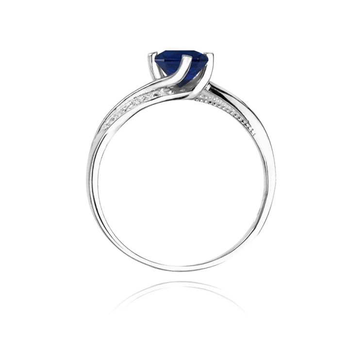 Pierścionek zaręczynowy z białego złota z szafirem i diamentami 0,05ct Fire Of Love