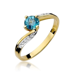 Pierścionek zaręczynowy z żółtego złota z topazem i diamentami 0,05ct Fire Of Love