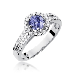 Pierścionek zaręczynowy z białego złota z tanzanitem i diamentami 0,20ct Fire Of Love