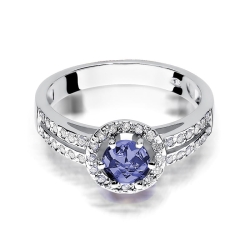 Pierścionek zaręczynowy z białego złota z tanzanitem i diamentami 0,20ct Fire Of Love