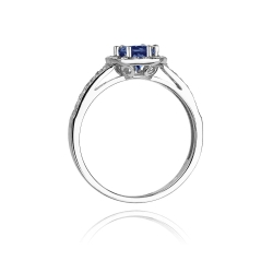 Pierścionek zaręczynowy z białego złota z szafirem i diamentami 0,20ct Fire Of Love
