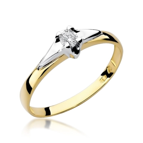Przejdź do produktu Pierścionek zaręczynowy z żółtego złota z diamentem 0,10ct Fire Of Love 
