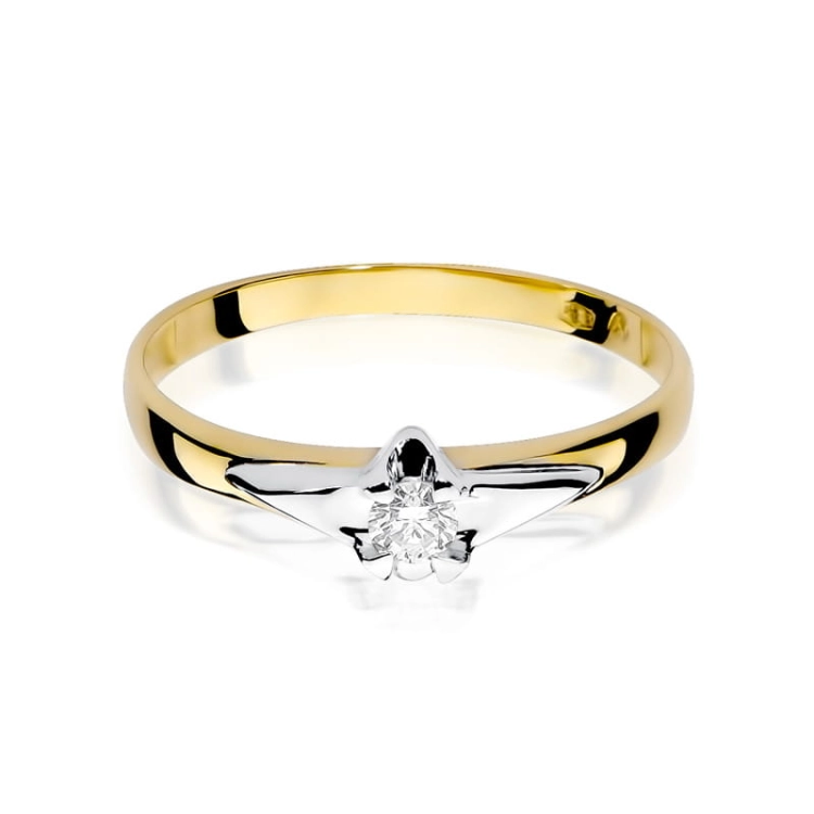 Pierścionek zaręczynowy z żółtego złota z diamentem 0,10ct Fire Of Love