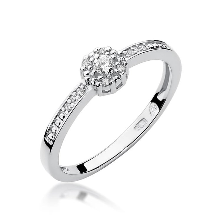 Pierścionek zaręczynowy z białego złota z diamentami 0,09ct Fire Of Love