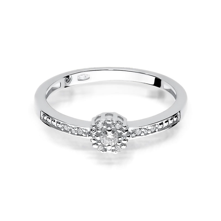 Pierścionek zaręczynowy z białego złota z diamentami 0,09ct Fire Of Love