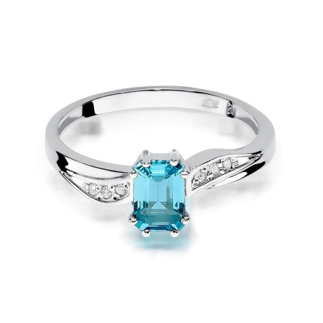Przejdź do produktu Pierścionek zaręczynowy z białego złota z topazem i brylantami 0,03ct Fire Of Love
