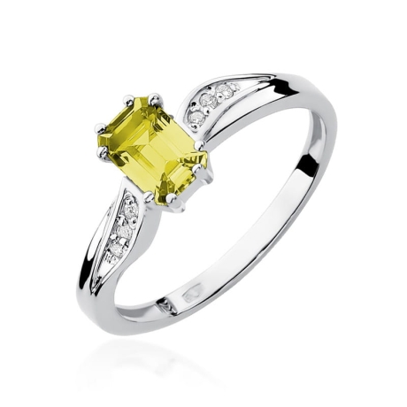 Przejdź do produktu Pierścionek zaręczynowy z białego złota z cytrynem i diamentami 0,03ct Fire Of Love