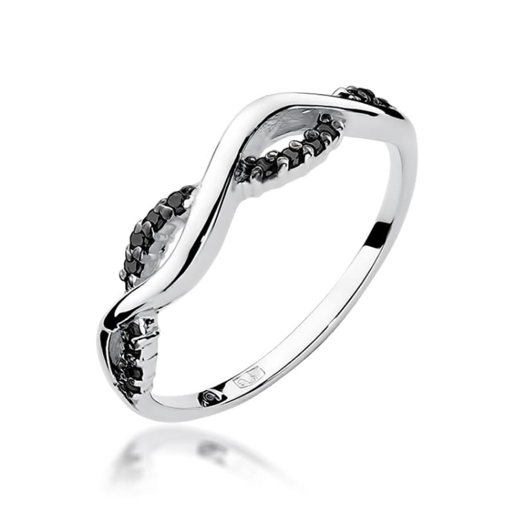 Pierścionek zaręczynowy z białego złota z czarnymi diamentami 0,07ct Fire Of Love