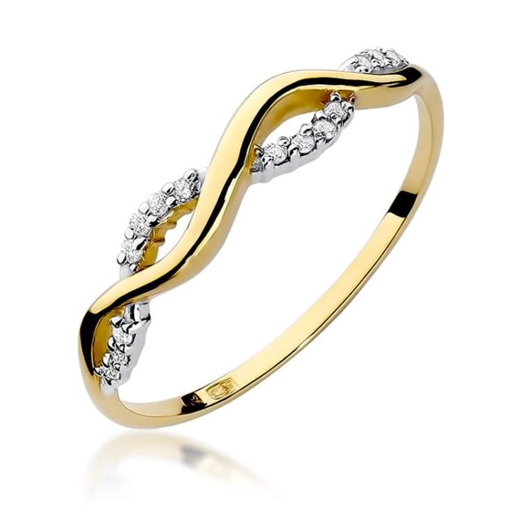 Pierścionek zaręczynowy z żółtego złota z diamentami 0,07ct Fire Of Love