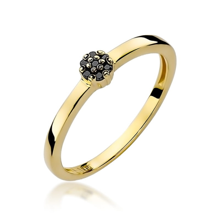 Pierścionek zaręczynowy z żółtego złota z czarnymi brylantami 0,04ct Fire Of Love