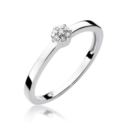 Pierścionek zaręczynowy z białego złota z diamentami 0,04ct Fire Of Love