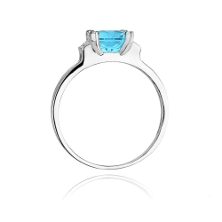 Pierścionek zaręczynowy z białego złota z topazem i diamentami 0,03ct Fire Of Love