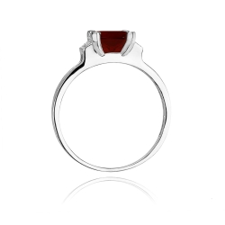 Pierścionek zaręczynowy z białego złota z granatem i diamentami 0,03ct Fire Of Love