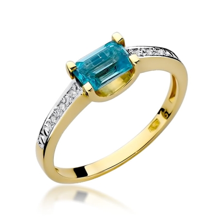 Przejdź do produktu Pierścionek zaręczynowy z żółtego złota z topazem i diamentami 0,03ct Fire Of Love