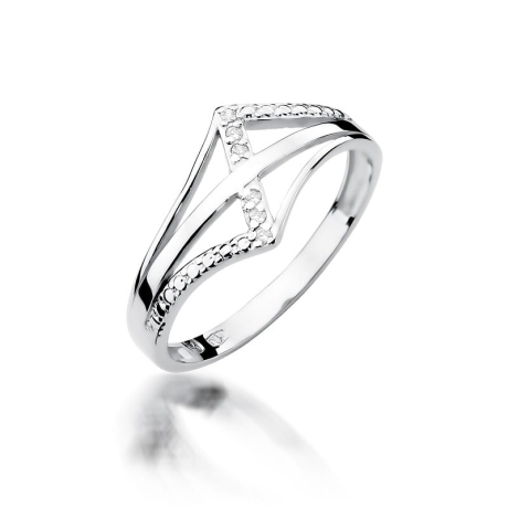 Przejdź do produktu Pierścionek zaręczynowy z białego złota z brylantami 0,03ct Fire Of Love 