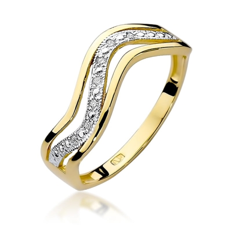 Przejdź do produktu Pierścionek zaręczynowy z żółtego złota z diamentami 0,06ct Fire Of Love 