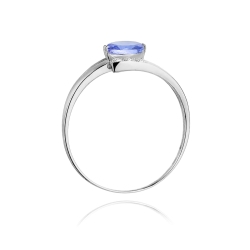Pierścionek zaręczynowy z białego złota z tanzanitem i diamentami 0,05ct Fire Of Love