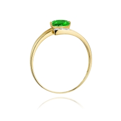 Pierścionek zaręczynowy z żółtego złota z szmaragdem i diamentami 0,05ct Fire Of Love