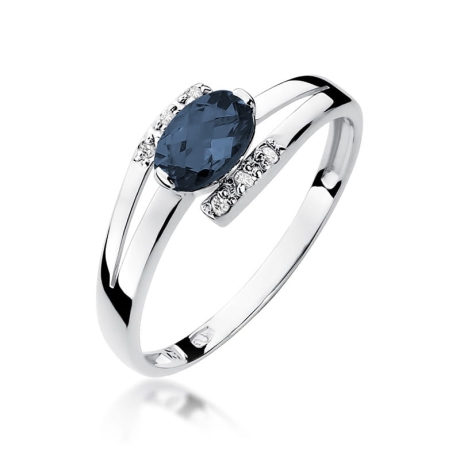 Przejdź do produktu Pierścionek zaręczynowy z białego złota z szafirem i diamentami 0,05ct Fire Of Love