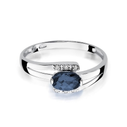 Pierścionek zaręczynowy z białego złota z szafirem i diamentami 0,05ct Fire Of Love