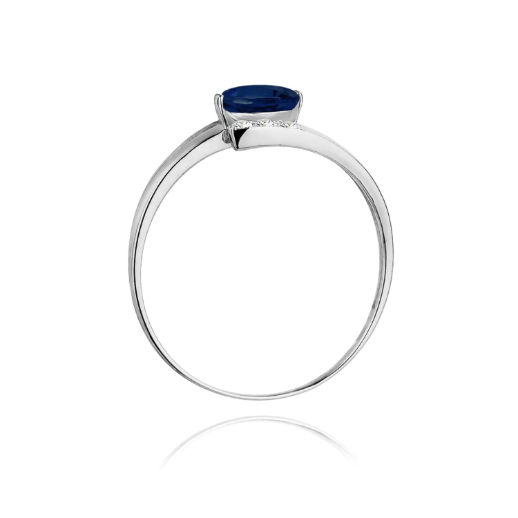 Pierścionek zaręczynowy z białego złota z szafirem i diamentami 0,05ct Fire Of Love