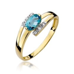 Pierścionek zaręczynowy z żółtego złota z topazem i diamentami 0,05ct Fire Of Love