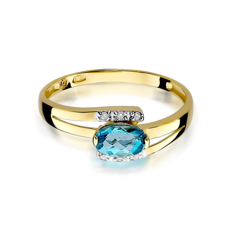 Pierścionek zaręczynowy z żółtego złota z topazem i diamentami 0,05ct Fire Of Love