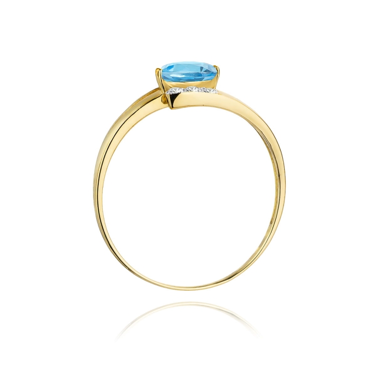 Pierścionek zaręczynowy z żółtego złota z topazem i diamentami 0,05ct Fire Of Love