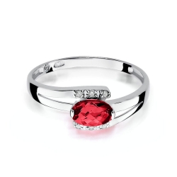 Pierścionek zaręczynowy z białego złota z rubinem i diamentami 0,05ct Fire Of Love