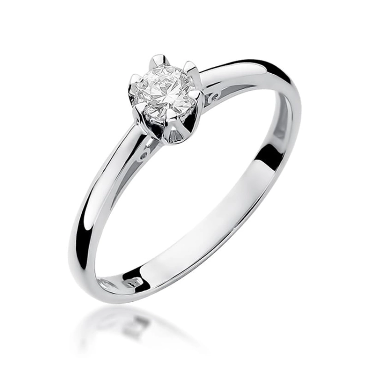 Pierścionek zaręczynowy z białego złota z diamentem 0,15ct Fire Of Love
