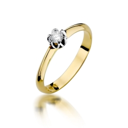 Pierścionek zaręczynowy z żółtego złota z diamentem 0,10ct Fire Of Love