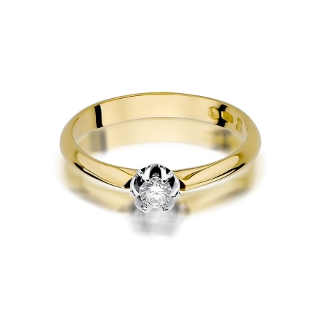 Przejdź do produktu Pierścionek zaręczynowy z żółtego złota z diamentem 0,10ct Fire Of Love