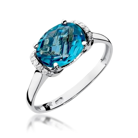 Przejdź do produktu Pierścionek zaręczynowy z białego złota z topazem i brylantami 0,04ct Fire Of Love