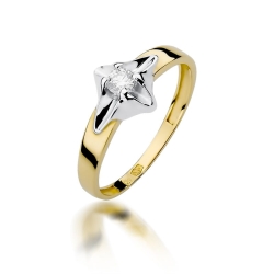 Pierścionek zaręczynowy z żółtego złota z diamentem 0,12ct Fire Of Love