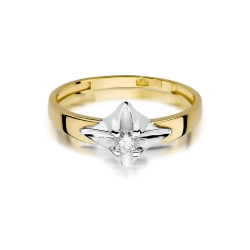 Pierścionek zaręczynowy z żółtego złota z diamentem 0,12ct Fire Of Love