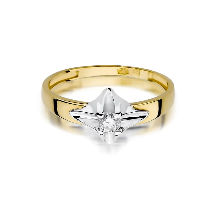 Pierścionek zaręczynowy z żółtego złota z diamentem 0,12ct Fire Of Love