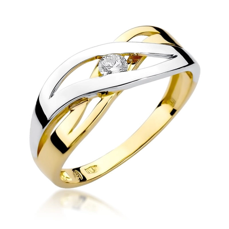 Pierścionek zaręczynowy z żółtego złota z diamentem 0,10ct Fire Of Love
