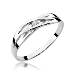 Pierścionek zaręczynowy z białego złota z diamentem 0,05ct Fire Of Love