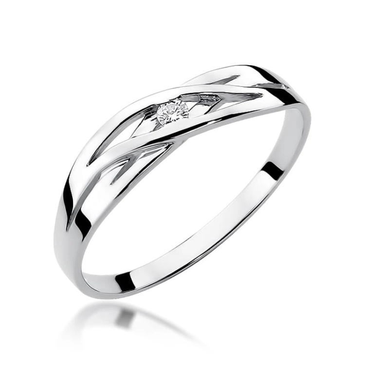 Pierścionek zaręczynowy z białego złota z diamentem 0,05ct Fire Of Love