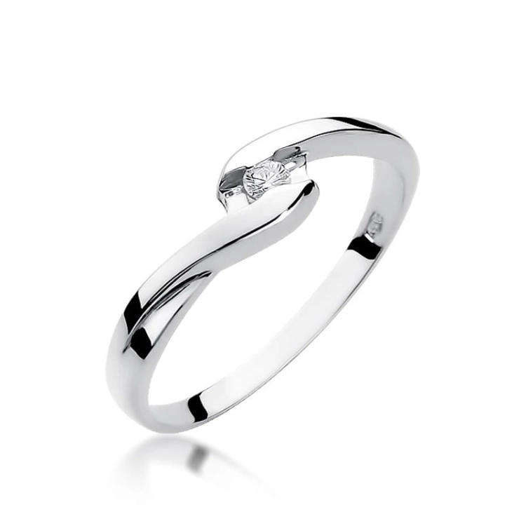 Pierścionek zaręczynowy z białego złota z diamentem 0,05ct Fire Of Love