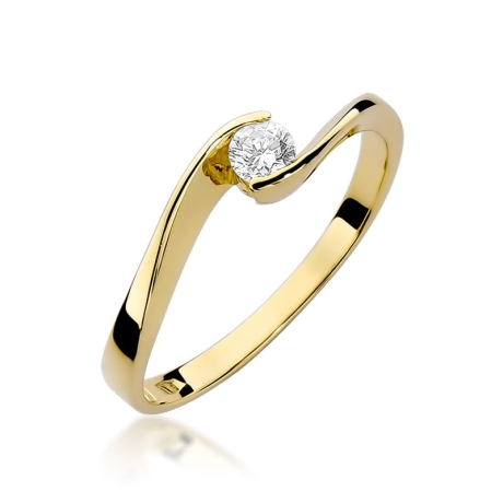 Przejdź do produktu Pierścionek zaręczynowy z żółtego złota z diamentem 0,13ct Fire Of Love