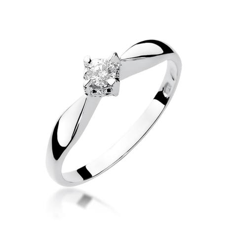 Przejdź do produktu Pierścionek zaręczynowy z białego złota z brylantem 0,12ct Fire Of Love 