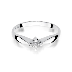 Pierścionek zaręczynowy z białego złota z brylantem 0,12ct Fire Of Love