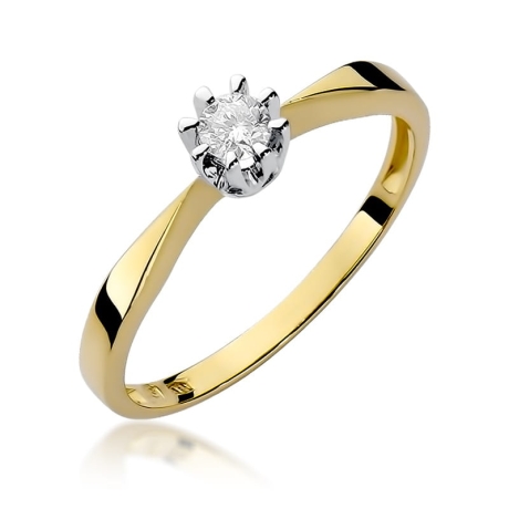 Przejdź do produktu Pierścionek zaręczynowy z żółtego złota z brylantami 0,15ct Fire Of Love